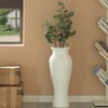 Modern Dining Trumpet Floor Vase, For Entryway and Living Room, White Fiberglass 24 inch - 2 of 4