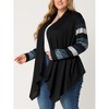 Agnes Orinda Women's Plus Size Christmas Asymmetric Colorblock Open Front Knit Cardigans - 2 of 4