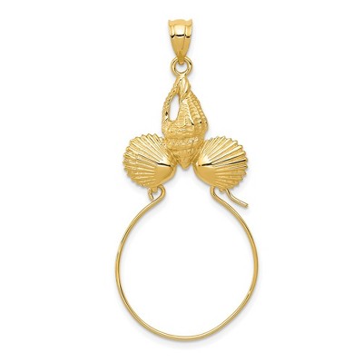 Black Bow Jewelry 14k Yellow Gold Sea Shell Charm Holder Pendant