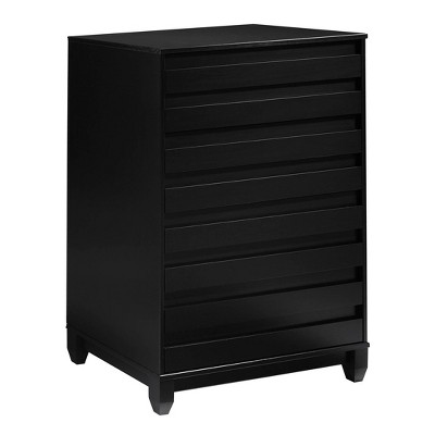 Ilya Solid Wood Modern Panel Front 4 Drawer Dresser Chest Black - Saracina Home