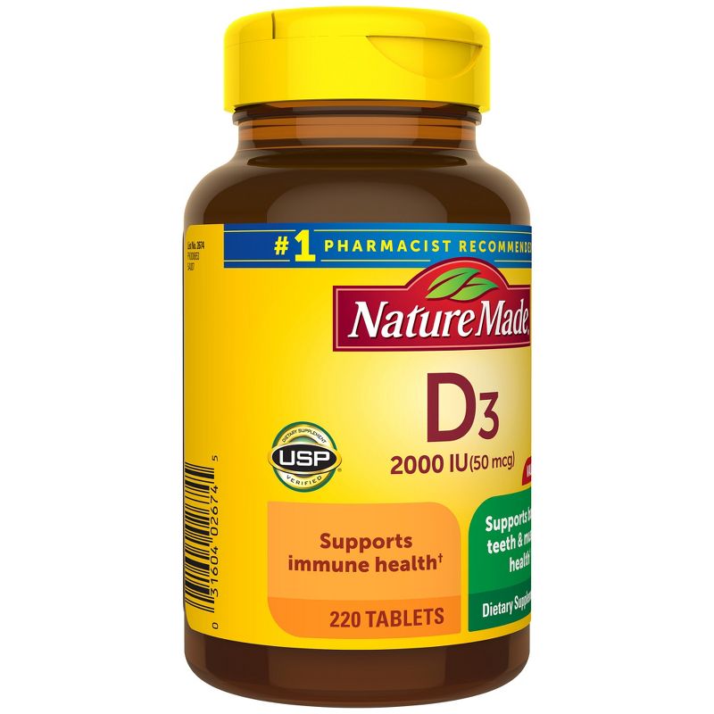 Nature Made Vitamin D3 2000 IU (50 mcg) Tablets for Muscle, Teeth, Bone & Immune Support Supplement, 5 of 13
