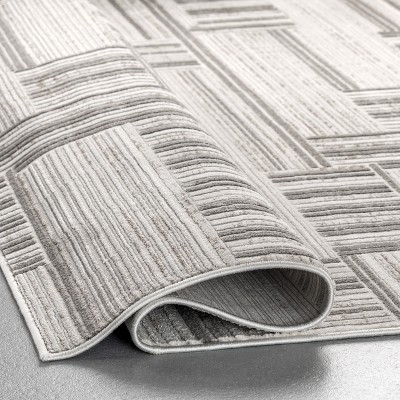 Reversible Abstract Synthetics Area Rug, 5' x 8', Gray