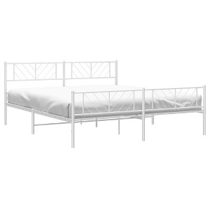 vidaXL Modern White Double Bed Frame with Supportive Metal Slats and Storage Space - 1 of 4