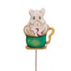 17.25 In Tea Time Mice Set/2 Stakes Peppermint Cup Decorative Garden Stakes - 3 of 3