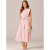 Seta T Women's Casual Ruffle Sleeveless Crewneck Pleated Flowy Belted Midi Sundresses - 3 of 4