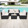 vidaXL Patio Furniture Set 5 Piece Patio Sectional Sofa with Table Poly Rattan - Black - 2 of 4