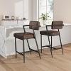 Bar Stools Set of 2 with Armrest, Upholstered Counter Height Bar Stools with w/Backrest , Tall Bar Chairs Thick Cushion & Thickened Metal Legs - 4 of 4