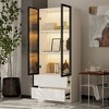 ATJafurn 23.6'' White China Cabinet Lighted Dining Cabinet Display Cabinet With Glass Doors and Drawers and LED Light For Living Room Dining Room - 4 of 4