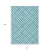 Teal Blue And Ivory Geometric Washable Indoor Outdoor Area Rug - 3 of 4