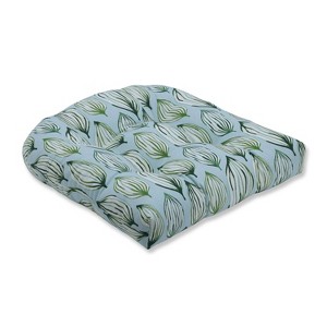 Tropical Leaf Verte Wicker Seat Cushion - Pillow Perfect - 1 of 3