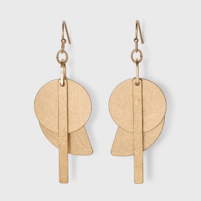 Worn Gold Brass Drop Earrings - Universal Thread™ Gold