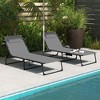 Ridstar Outdoor Folding Deck Chair Set with 5-Position Adjustable Backrest, Padded Seat, Side Pockets & Headrest-Grey - 3 of 4