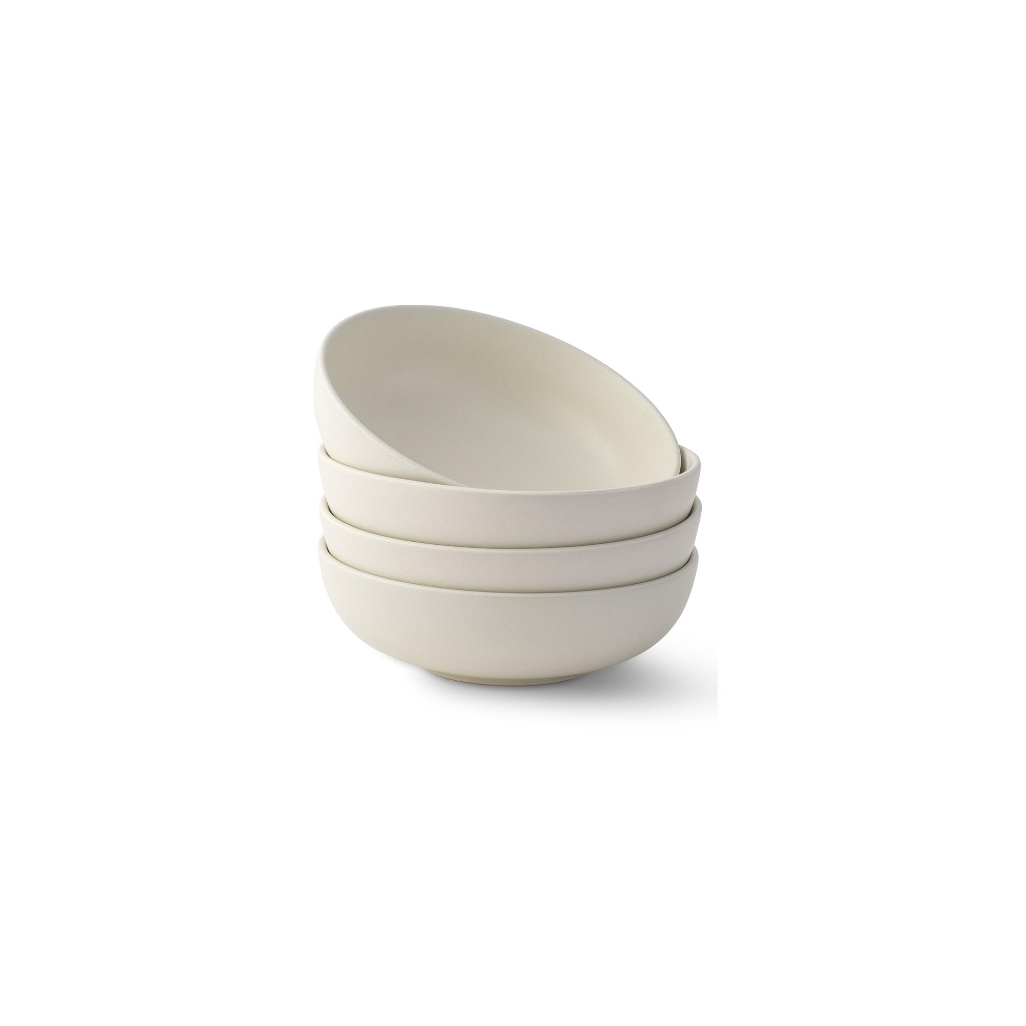 JoyJolt Mesa 4-Piece Stoneware Pasta Bowls Set – 30oz – Matte Linen