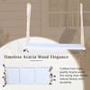 Outdoor Swing Chair with 2 Person Seating, Acacia Wood Hanging Chair Porch Swing Bench w/ Cushion, 2 Pillows & Hemp Ropes for Garden Backyard, White - 3 of 4