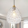 POWLIG 8.27 inch Modern Gold Pendant Light with Stone-Patterned Glass Shade - Adjustable Hanging Fixture for Kitchen Island, Dining Room Lighting - 2 of 4