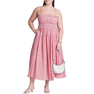 ELOQUII Women's Plus Size Smocked Tiered Maxi Dress