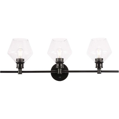 Elegant Lighting Gene 3 light Black and Clear glass Wall sconce