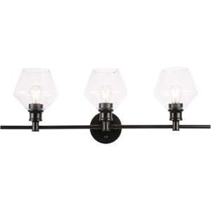 Elegant Lighting Gene 3 light Black and Clear glass Wall sconce - 1 of 4