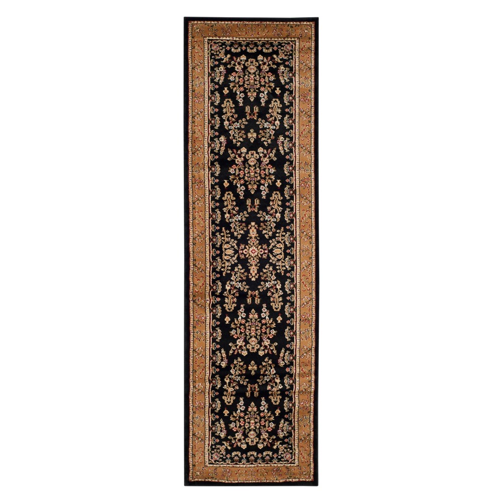 2'2inX8' Floral Loomed Runner Black/Tan - Safavieh