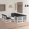 vidaXL Patio Lounge Set Outdoor Sofa Garden with Cushions Solid Acacia Wood - White With Cushions - 2 of 4