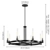 Rennnsan Marrionel 47"W 8-Light Wagon Wheel Textured Glass Classic Dimmable Chandelier in Black - 3 of 4