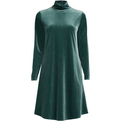 Lands' End Women's Plus Size Long Sleeve Velvet Turtleneck Dress - 2x ...