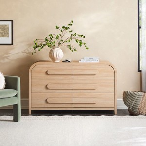 Walker Edison Modern Curved Waterfall Wood 6 Drawer Dresser Coastal Oak  6-Drawer : Target