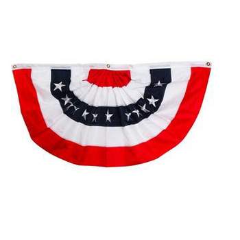 Patriotic Embroidered Bunting USA 48" x 24" Pleated Banner with Brass Grommets Briarwood Lane