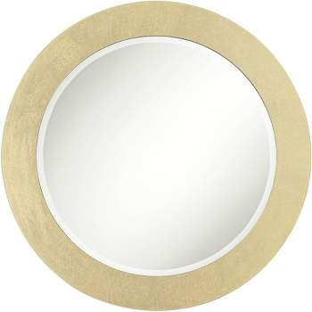 Noble Park Valera Round Vanity Decorative Wall Mirror Modern Beveled Glass Glossy Gold Foil Frame 31 1/2" Wide for Bathroom Bedroom Home House Office