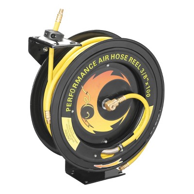 Fleming Supply Retractable Rubber Air Hose Reel, 20.75" x 7" x 19"