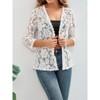 Women's Lace Cardigan Shrug Tops 3/4 Sleeve Open Front Summer Beach Cover Up - 3 of 4