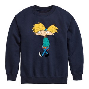 Boys' - Hey Arnold! - Distressed Arnold Graphic Long Sleeve Fleece Sweatshirt - 1 of 4