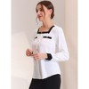 Allegra K Women's Contrast Long Sleeve Button Decor Front Square Neck Elegant Work Blouse - 4 of 4