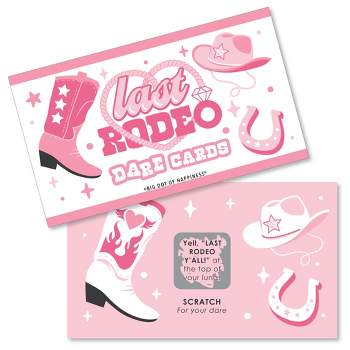 Big Dot of Happiness Last Rodeo - Pink Cowgirl Bachelorette Party Game Scratch Off Dare Cards - 22 Count