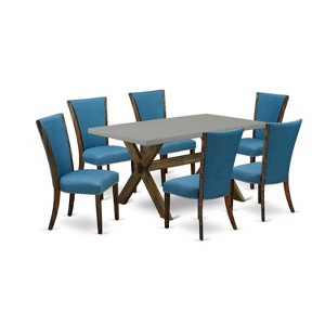 HomeStock 7-Piece Distressed Jacobean Finish Solid Wood Top Dining Table with 6 Parson-Chairs - 1 of 4
