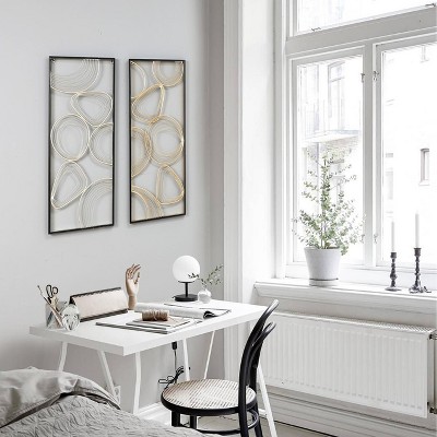 Gold and Silver Abstract Rectangular Metal Wall Art Set
