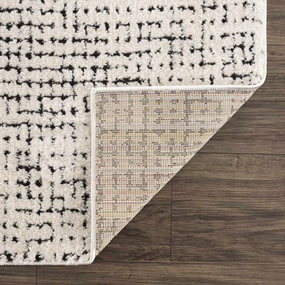 Keita Black and Cream Geometric Polyester Runner Rug
