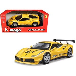 Ferrari 488 Challenge #25 Yellow with Blue Stripes "Ferrari Racing" 1/24 Diecast Model Car by Bburago - 1 of 3