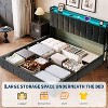 Upholstered Velvet Full Bed Frame w/ Lift-Up Storage & Lights - Storage Headboard, Charging Station, Wood Slat Support, No Box Spring - 4 of 4