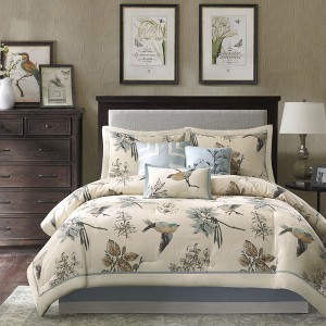 7 Pcs Elegant Nature Scenery Design Cotton Comforter Set,All Season Home Textile Cozy Bedding Set fits Lux Bedroom Decor,Matching Bed Skirt - 1 of 4