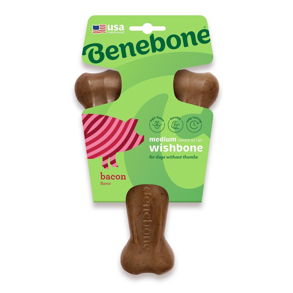 Photos - Dog Toy Benebone Wishbone Dog Chew Toy - Bacon - M 