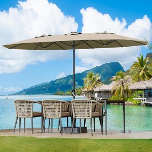 ODK Large Patio Umbrella with Base Included, Double-Sided Rectangle Market Umbrella with Cross Base and Sandbag for Pool Lawn Garden - 1 of 4