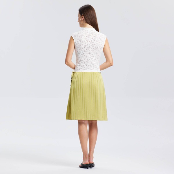 Top de Encaje con Cuello Mandarin y Manga Corta para Mujer - A New Day™ Crema 6