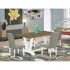 5-Piece Rectangle Distressed Jacobean Finish Solid Wood Top Dining Table with 4 Parson Chair with - 2 of 4