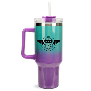 100 North 1776 USA Wings Sign Emblem Wrap-Around 40 Oz. Stainless Steel Water Bottle Coffee Mug, Spill & Leak Resistant, Travel Tumbler with Handle, - 1 of 4