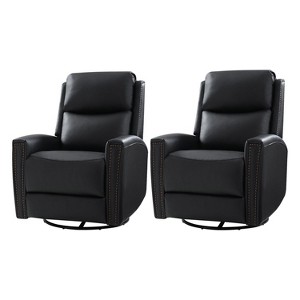 Set of 2 Hilario 30.31 Wide Genuine Leather Swivel Rocker Recliner| ART OF LIVING DESIGNS - 1 of 4