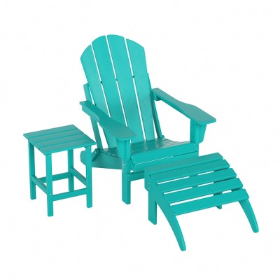 WestinTrends Malibu HDPE Outdoor Patio Folding Poly Adirondack Chair with Ottoman and Side Table (3-Piece)