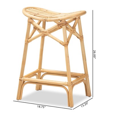 Elgon Natural Brown Rattan Curved Counter Stool