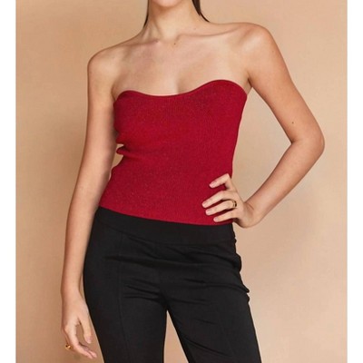 Women's Rey Lurex Rib Corset Top - CRESCENT