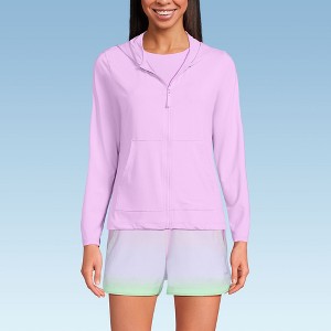 Lands' End Women's Long Sleeve Hooded Full Zip UPF 50 Rash Guard - 1 of 3